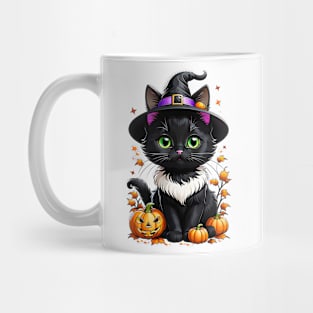 Cute Halloween Black Cat Pumpkin Mug